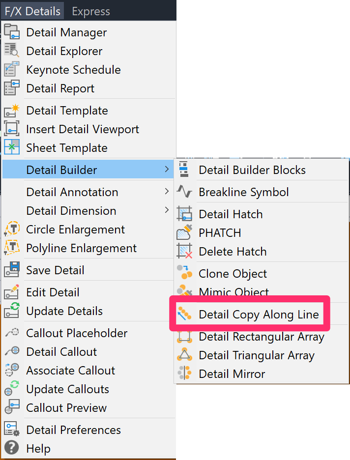 Detail Line Command Copy Along Line for Details (Detail Copy Along Line)