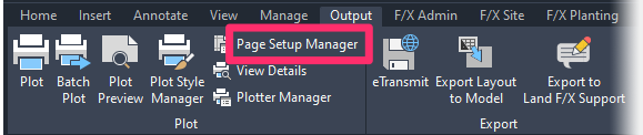 Output ribbon, Page Setup Manager button