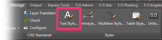 Manage ribbon, Text Style button
