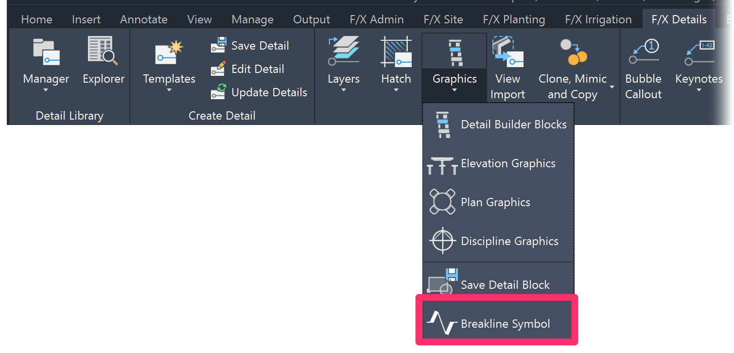 F/X Details ribbon, Breakline Symbol flyout