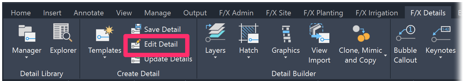 F/X Details ribbon, Edit Detail button
