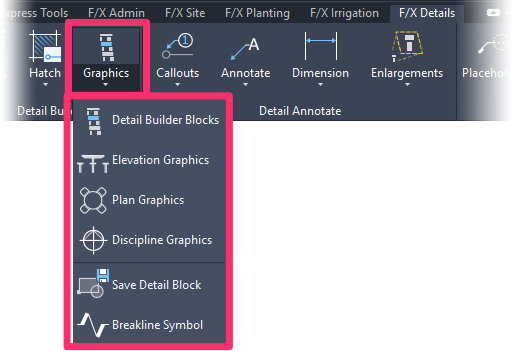 F/X Details ribbon, Graphics flyouts