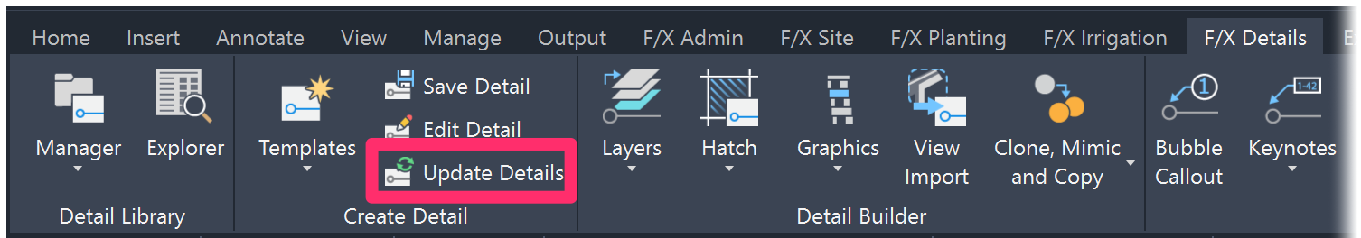 F/X Details ribbon, Update Details button