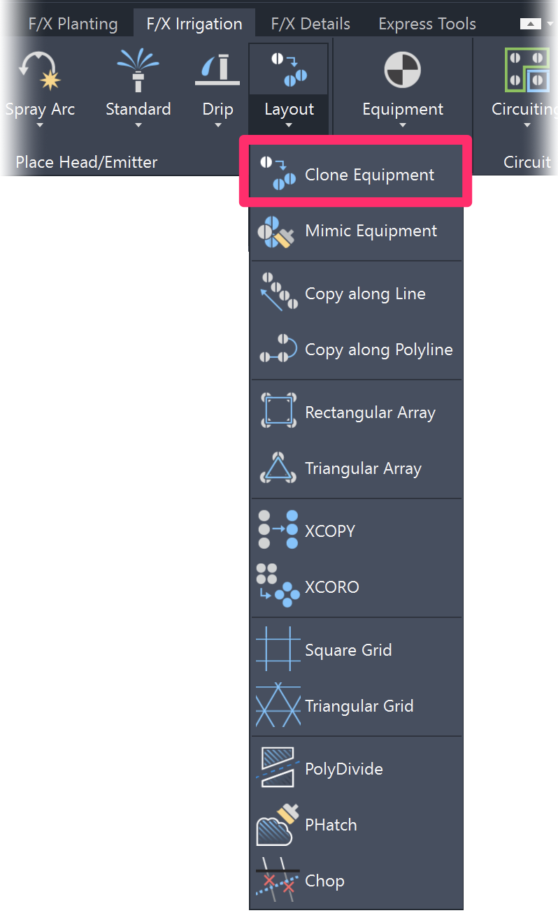 F/X Irrigation ribbon, Clone Equipment flyout