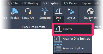 F/X Irrigation ribbon, Emitter flyout