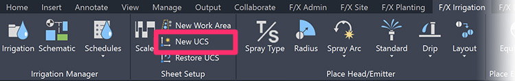 F/X Irrigation ribbon, New UCS button