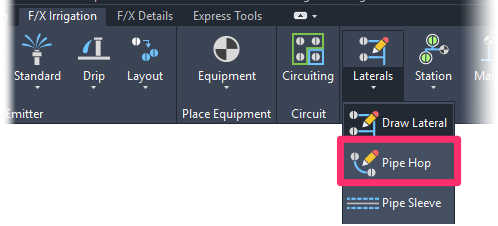 F/X Irrigation ribbon, Insert Pipe Hop flyout