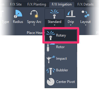 F/X Irrigation ribbon, Rotary flyout