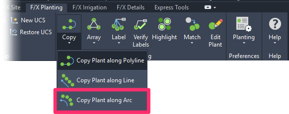 F/X Planting ribbon, Copy along Arc flyout