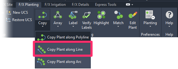 F/X Planting ribbon, Copy along Line flyout