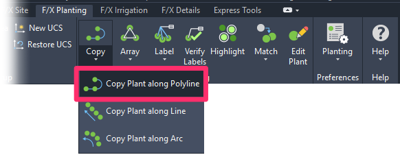 F/X Planting ribbon, Copy along Polyline flyout