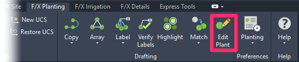 F/X Planting ribbon, Edit Plant menu