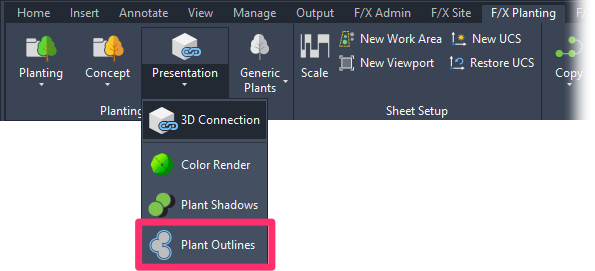 Plant Outlines around all plants in plan