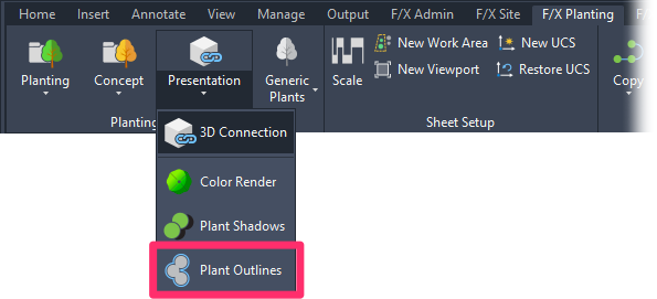 F/X Planting ribbon, Plant Outlines flyout