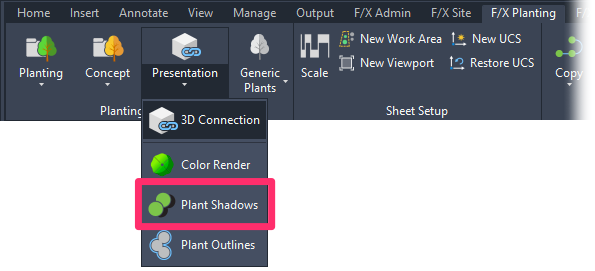 F/X Planting Ribbon, Plant Shadows