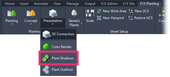 F/X Planting ribbon, Plant Shadows flyout