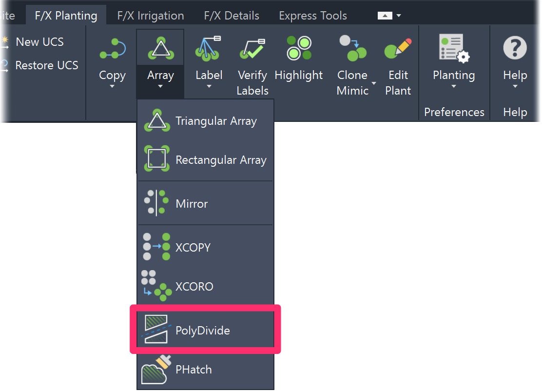F/X Planting ribbon, PolyDivide flyout