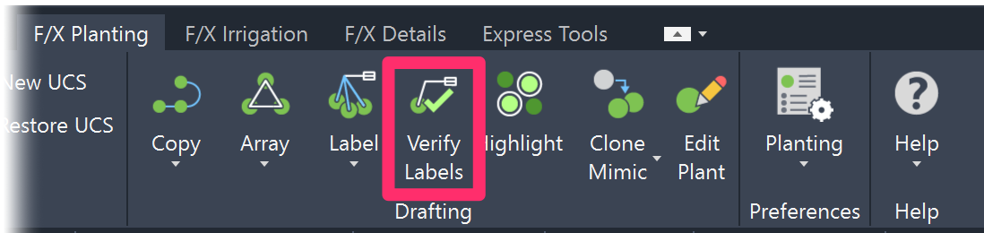 F/X Planting label, Verify Labels button