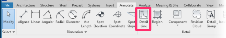 Revit ribbon, Detail Line button