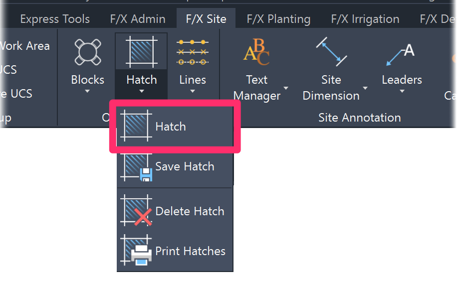 F/X Site ribbon, Hatch flyout