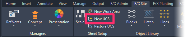 F/X Site ribbon, New UCS button