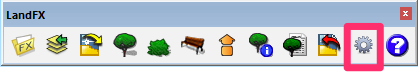 LandFX toolbar in SketchUp, Settings button