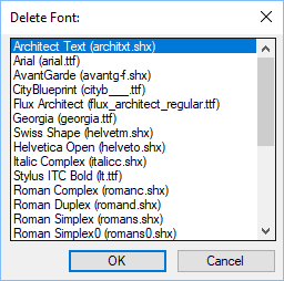 Select font to delete