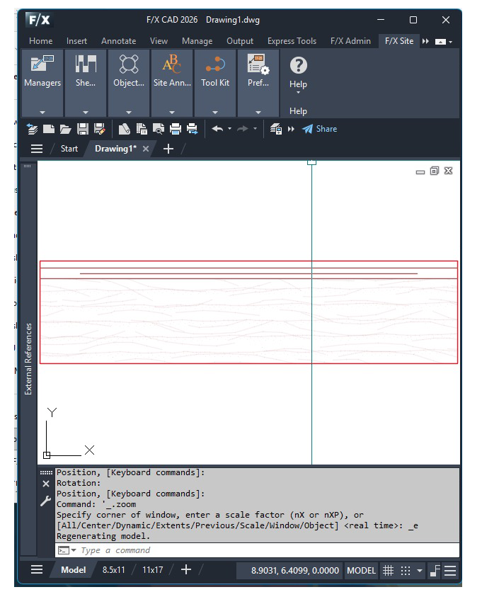 AutoCAD window when shooting slide