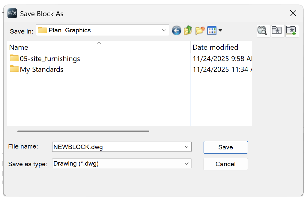 Saving a block into a subfolder