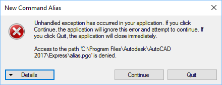 Unhandled exception error