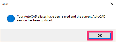 Alias has been saved message