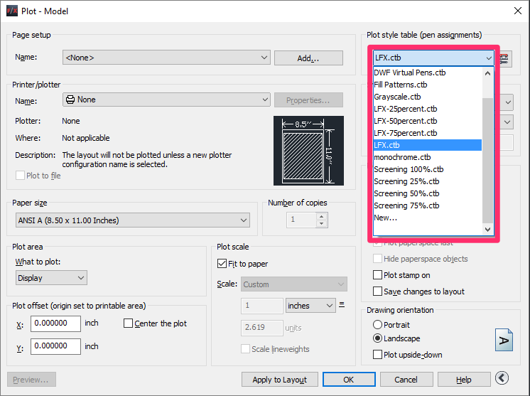 Selecting LFX.ctb