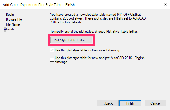 Click Plot Style Table Editor button