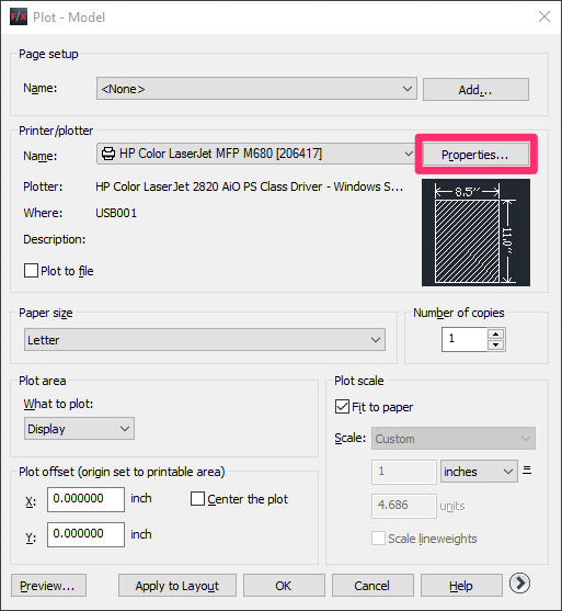 Plotter Properties button