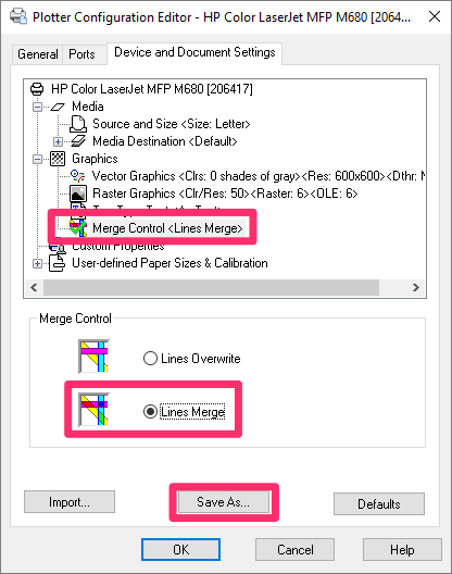 Lines Merge option