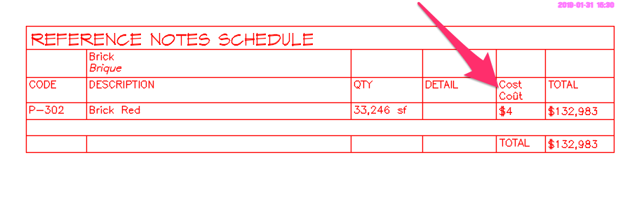 Schedule with second-language term, example