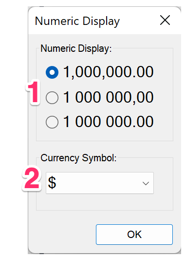 Numeric display settings 2