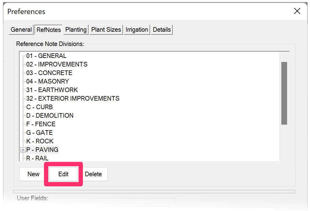 Editing a division