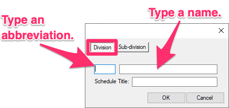 New division settings
