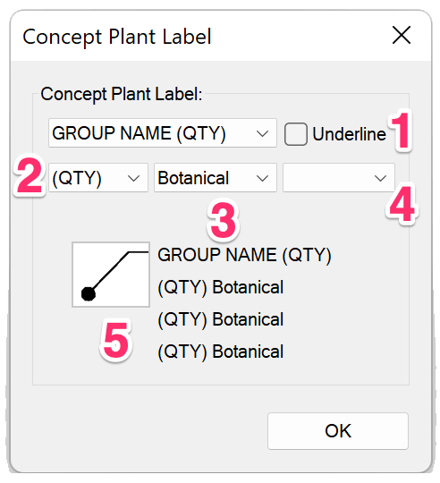Concept Label settings