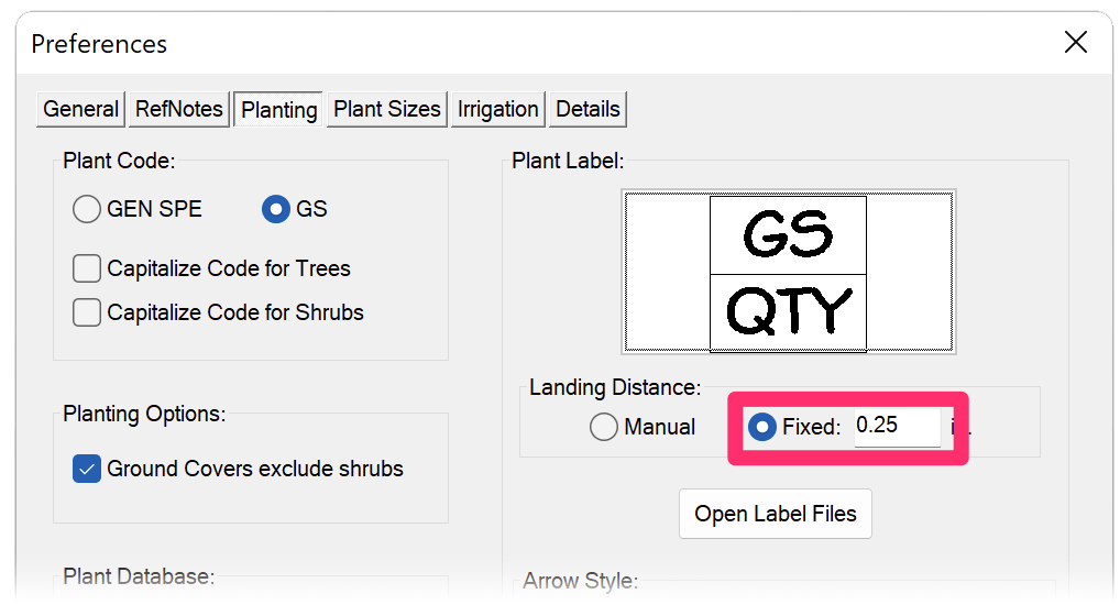 Extension lines, Fixed option