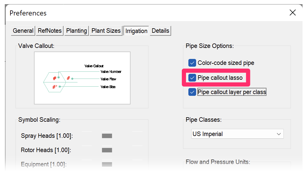 Pipe callout lasso option