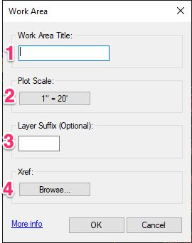 Work Area dialog box