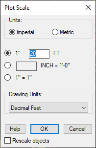 Selecting a scale for a Work Area