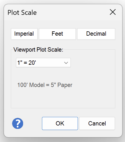 Selecting a scale for a Work Area