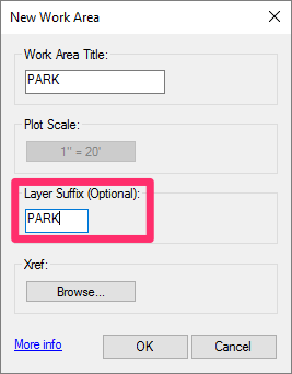 Work Area layer suffix
