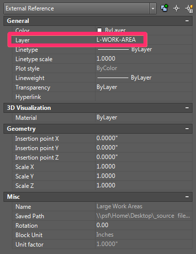 Move Xrefs onto Work Area layer