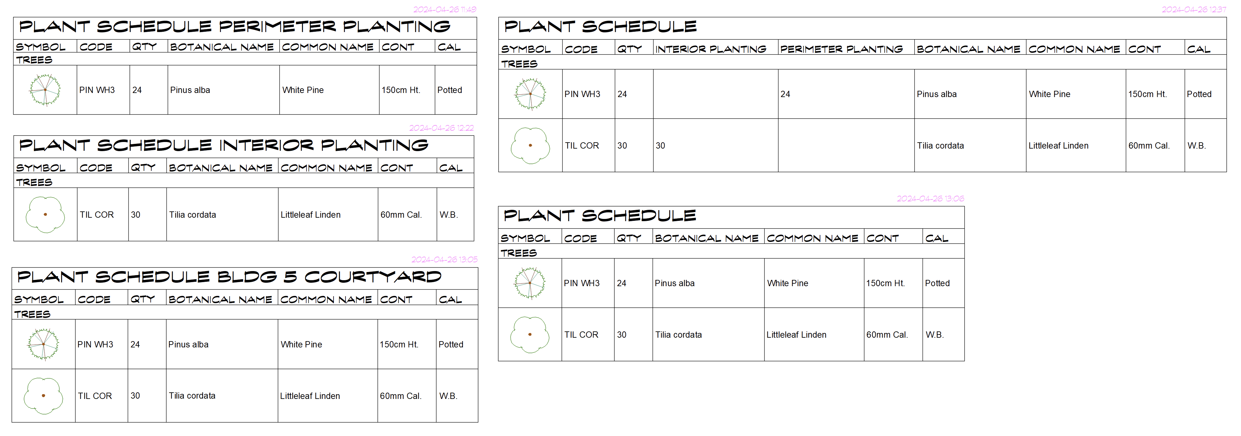 Example Plant Schedules excluding plants from unloaded Work Area Xrefs