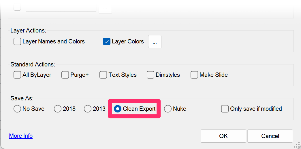 Clean Export option