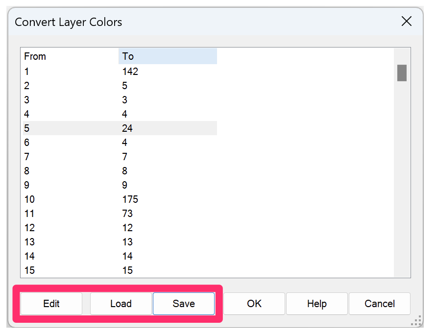 Convert Layer Colors dialog box